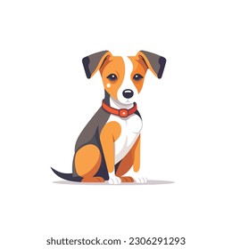 A cartoon dog's face icon.white background. isolated, icon, logo for dog. flat style dog. 