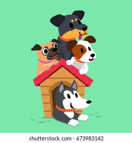 Cartoon dogs with kennel