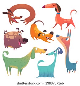Cartoon dogs set. Vector illustrations of dogs  isolated