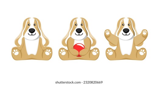 Cartoon doll dog for kids on isolated background, Vector illustration.