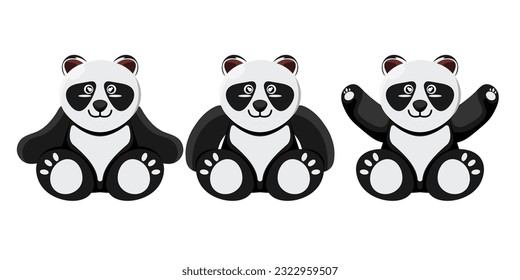 Cartoon doll panda for kids on isolated background, Vector illustration.