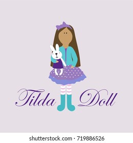 Cartoon doll with a toy in her hands.