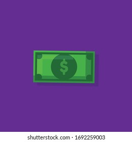 cartoon dollar banknotes icon.Conceptual vector illustration in flat style design.Isolated on background.