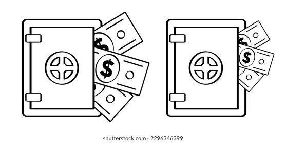 Cartoon dollar, safe box or safe lock. Vector safe deposit handle. Closed, banking safety and financial security. Secure boxes, protection of gold, money and cash coins. Code locks. tariffs