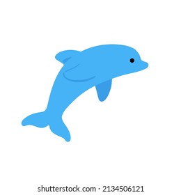 Cartoon dolphin, cute character for children. Vector illustration in cartoon style for abc book, poster, postcard. Animal alphabet - letter D.