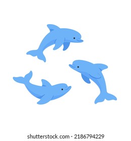 Cartoon dolphin, cute character for children. Vector illustration in cartoon style for abc book, poster, postcard.