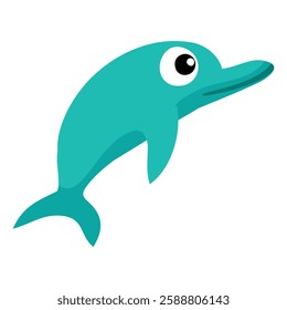 Cartoon dolphin icon. Flat illustration of cartoon dolphin icon for web design