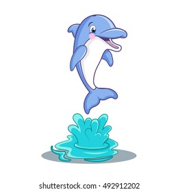 Cartoon dolphin jumping