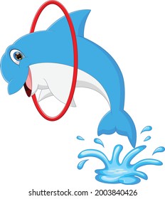 cartoon dolphin jumping and entering the ring
