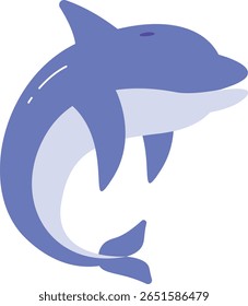 Desenho Animado Golfinho Saltando Ilustração Plana
