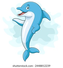 Cartoon dolphin on white background