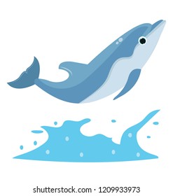 
A cartoon dolphin swimming in sea 
