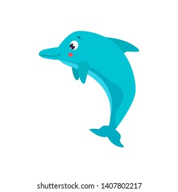Cartoon dolphin vector flat  illustration.