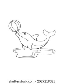 Cartoon dolphin Vektorgrafik - Farbbuch.eps