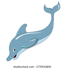 Dibujo vectorial de delfín de dibujos animados sobre fondo blanco 