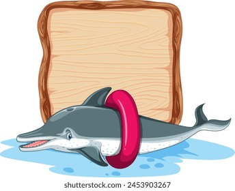 Cartoon dolphin wearing headphones next to a toast.