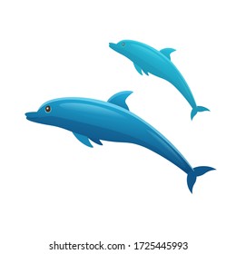 Cartoon dolphins on a white background. Vector illustration