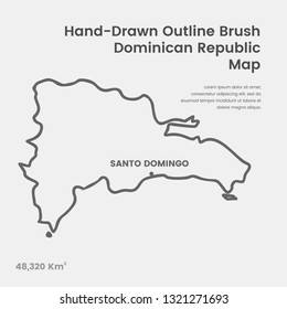Cartoon Dominician Republic Map, Hand Drawn Dominician Republic Map, Doodle Dominician Republic Map Vector Outline Style Map Information