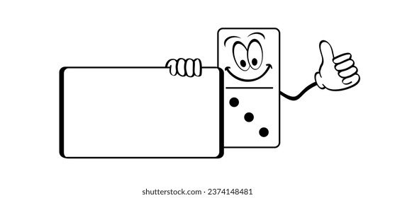 Cartoon Domino Fliesen. Klassische Dominosteine, Piktogramm des Domino. Spielen, Teile des Spiels volle Knochen Kacheln. Schwarz-Weiß-Domino. Flaches Vektorset. 28 Stück. Weißer Stechchip für das Spielen an Bord. 