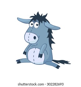 Cartoon donkey character. Stuffed toy.