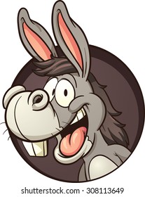 Cartoon donkey coming out of hole. Vector clip art illustration with simple gradients. All in a single layer.