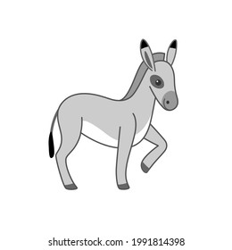 Cartoon donkey - cute character for children. Vector illustration in cartoon style.