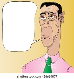 Cartoon Donkey Face CEO Vector with Copy Space