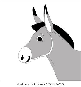 cartoon donkey head, vector illustration ,lining draw,profile view