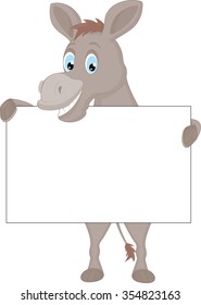 Cartoon donkey holding White Card