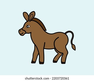 Cartoon Donkey icon illustration template for many purpose. Drawing lesson for children. Vector illustration	
