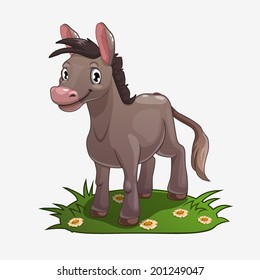Cartoon donkey, isolated vector.