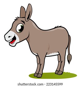 Cartoon donkey on white background. Vector illustration