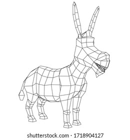 Cartoon donkey polygonal lines illustration. Abstract vector donkey on the white background
