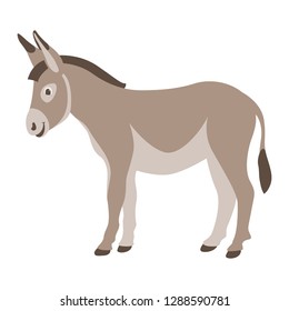cartoon  donkey ,vector illustration ,flat style,profile side