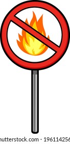 Cartoon Don't Fire Blame Sign. Vector Hand Drawn Illustration Isolated On Transparent Background