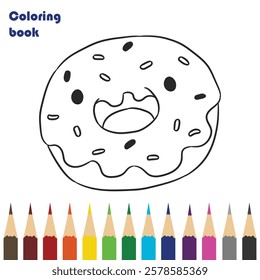 cartoon donut coloring book design illustration 