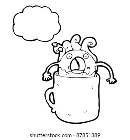 cartoon donut dunked in coffee
