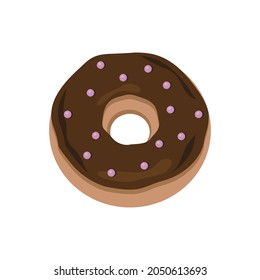 Cartoon donut isolated on white background. Vector Donut into the glaze . Sweet doughnut food.
