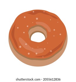 Cartoon donut isolated on white background. Vector Donut into the glaze . Sweet doughnut food.