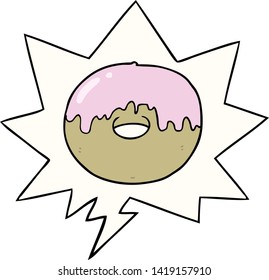 caricatura de donut con burbuja de habla