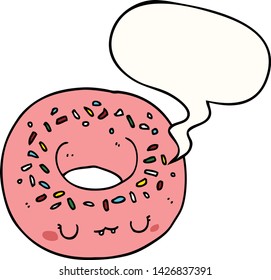 caricatura de donut con burbuja de habla