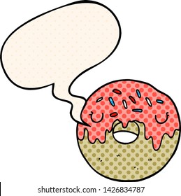 caricatura de donut con burbuja de habla al estilo de un libro de historietas
