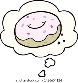 caricatura de donut con burbuja de pensamiento