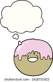caricatura de donut con burbuja de pensamiento