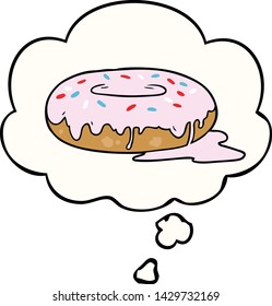 caricatura de donut con burbuja de pensamiento