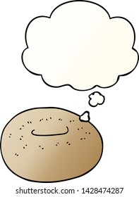 cartoon donut with thought bubble in smooth gradient style