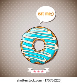Cartoon donut vector illustration. 