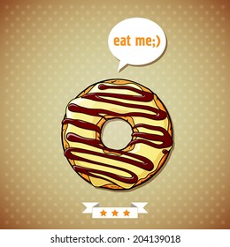 Cartoon donut vector illustration. 