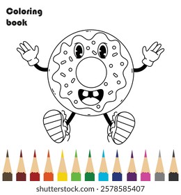 cartoon donuts coloring book design