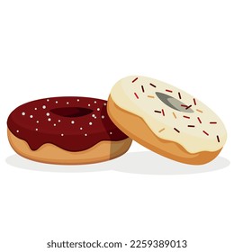 Cartoon Donuts	on white background
